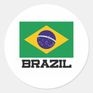 Pegatina Redonda Bandera del Brasil