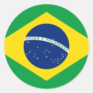 Pegatina Redonda Bandera del Brasil