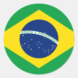Pegatina Redonda Bandera del Brasil - Bandeira hace el Brasil
