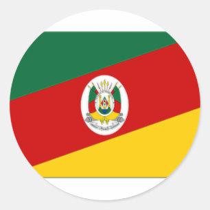 Pegatina Redonda Bandera del Brasil Río Grande del Sur