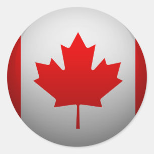 Pegatina Redonda Bandera del Canadá