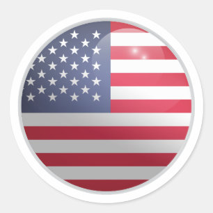 Pegatina Redonda Bandera del Círculo brillante de Estados Unidos
