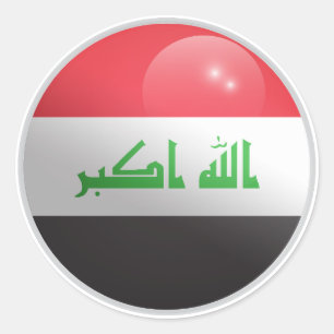 Pegatina Redonda Bandera del Círculo brillante de Iraq