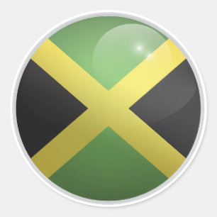 Pegatina Redonda Bandera del Círculo brillante de Jamaica