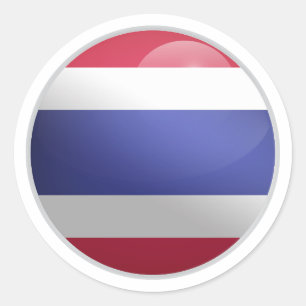 Pegatina Redonda Bandera del Círculo brillante de Tailandia