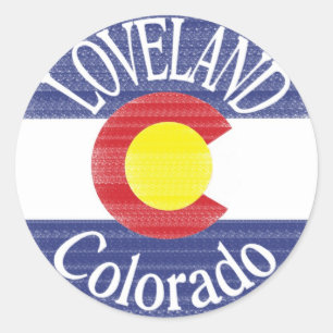 Pegatina Redonda Bandera del círculo de Loveland Colorado