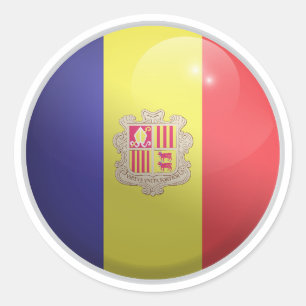 Pegatina Redonda Bandera del Círculo Glossy de Andorra