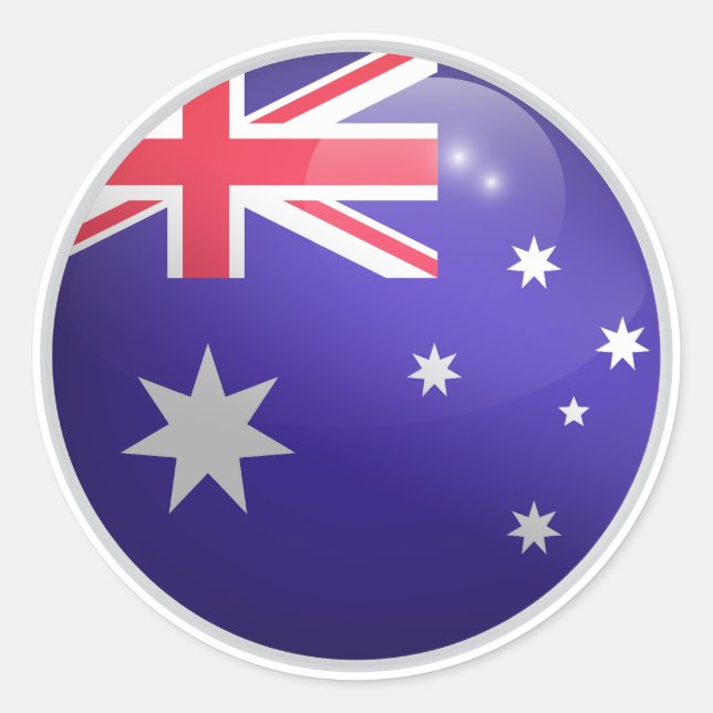Pegatina Redonda Bandera del Círculo Glossy de Australia (Anverso)