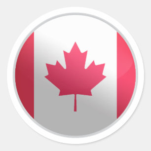 Pegatina Redonda Bandera del Círculo Glossy de Canadá