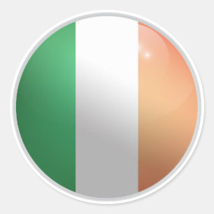 Pegatina Redonda Bandera del Círculo Glossy de Irlanda
