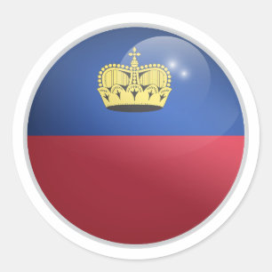 Pegatina Redonda Bandera del Círculo Glossy de Liechtenstein