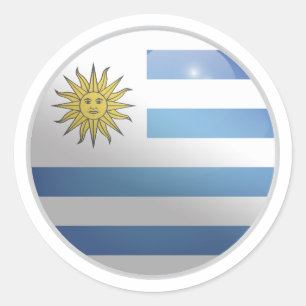 Pegatina Redonda Bandera del Círculo Glossy de Uruguay