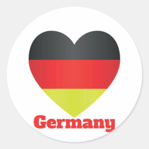 Pegatina Redonda Bandera del Corazón de Alemania