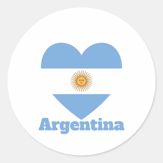 Pegatina Redonda Bandera del Corazón de Argentina (Anverso)
