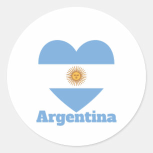 Pegatina Redonda Bandera del Corazón de Argentina