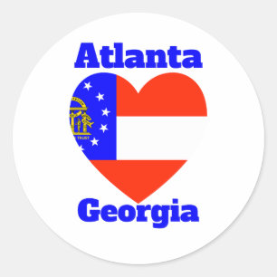 Pegatina Redonda Bandera del Corazón de Atlanta Georgia