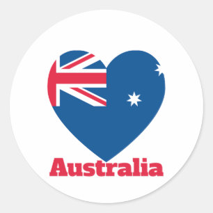 Pegatina Redonda Bandera del Corazón de Australia