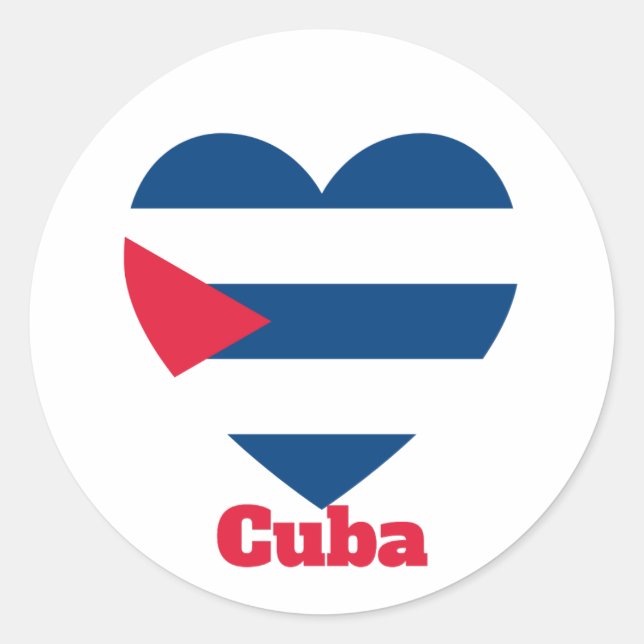 Pegatina Redonda Bandera del Corazón de Cuba (Anverso)