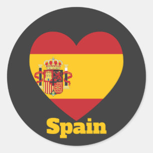 Pegatina Redonda Bandera del Corazón de España