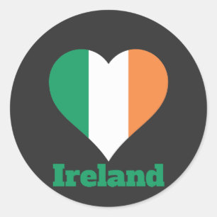 Pegatina Redonda Bandera del Corazón de Irlanda