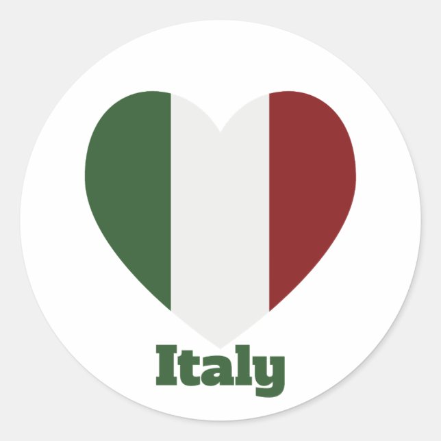 Pegatina Redonda Bandera del Corazón de Italia (Anverso)