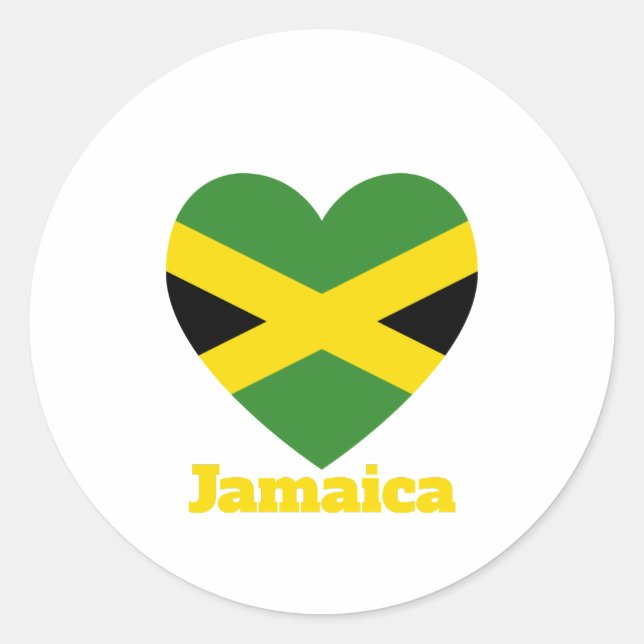 Pegatina Redonda Bandera del Corazón de Jamaica (Anverso)