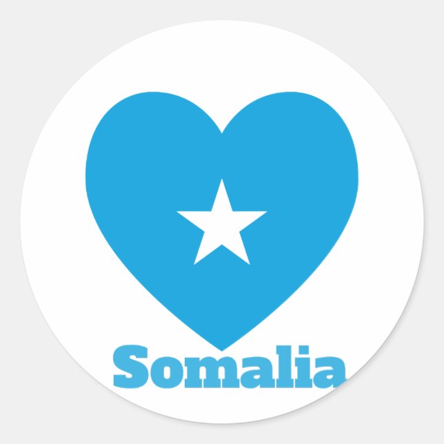 Pegatina Redonda Bandera del Corazón de Somalia (Anverso)