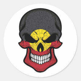 Pegatina Redonda Bandera del cráneo sonriente aborigen