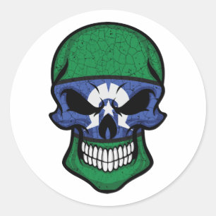 Pegatina Redonda Bandera del cráneo sonriente de las islas del estr