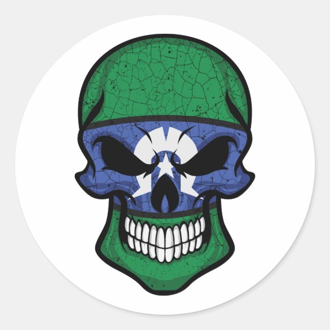 Pegatina Redonda Bandera del cráneo sonriente de las islas del estr (Anverso)