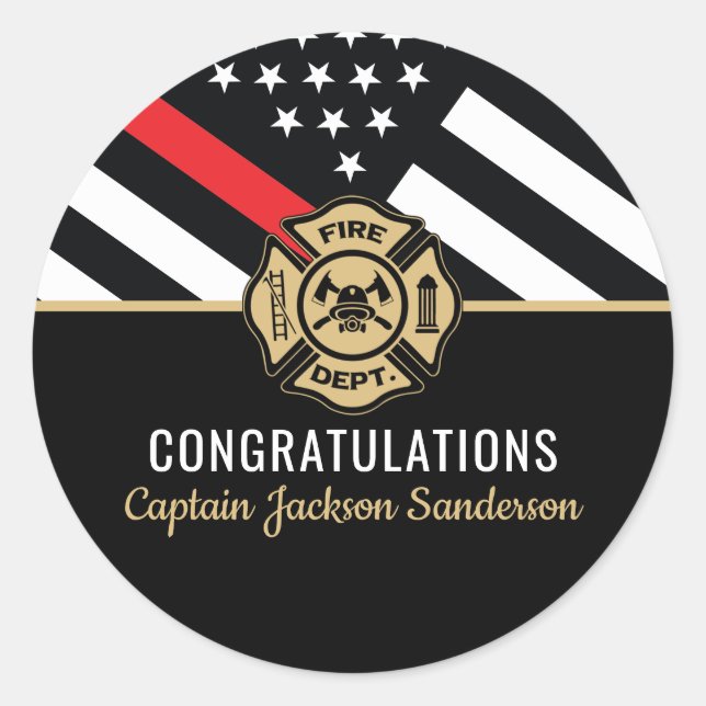 Pegatina Redonda Bandera del Departamento de Bomberos de Retiro de  (Anverso)