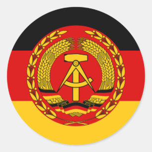 Pegatina Redonda Bandera del der RDA (RDA) de la Alemania Oriental