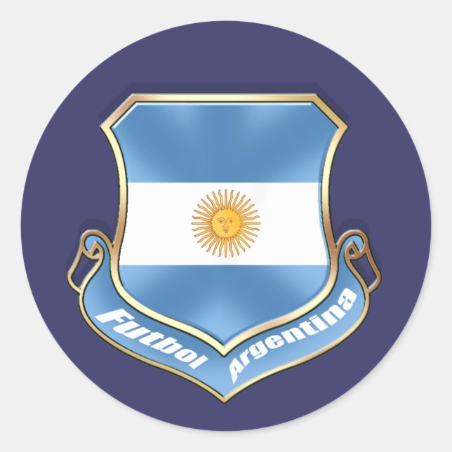 Pegatina Redonda Bandera del emblema del escudo de futbol de Argent (Anverso)