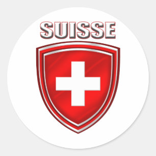 Pegatina Redonda Bandera del emblema del escudo del logo de Suisse