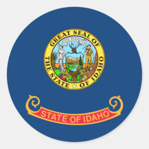 Pegatina Redonda Bandera del equipaje de Idaho