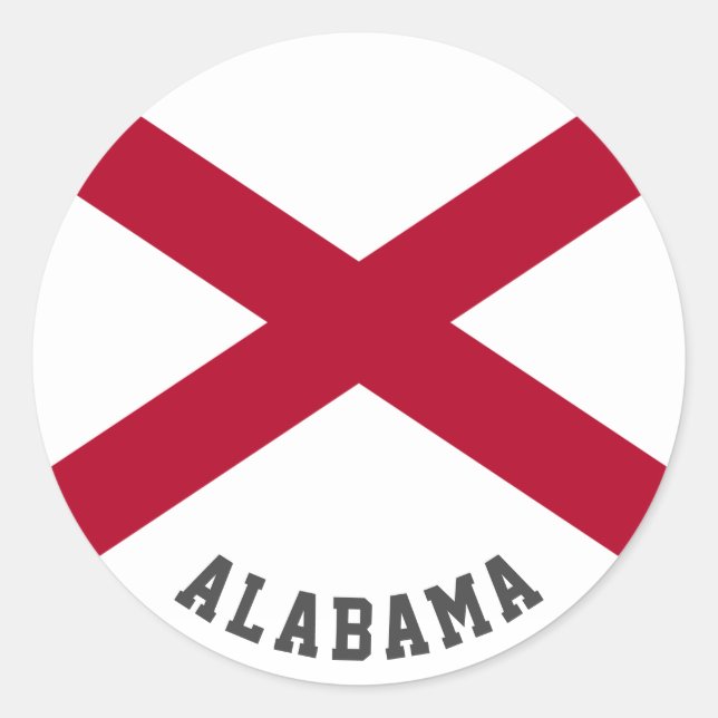 Pegatina Redonda Bandera del estado de Alabama (Anverso)
