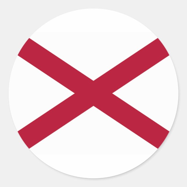 Pegatina Redonda Bandera del estado de Alabama (Anverso)