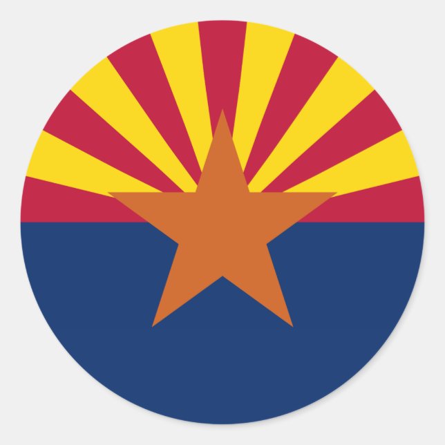 Pegatina Redonda Bandera del estado de Arizona (Anverso)