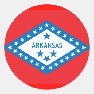 Pegatina Redonda Bandera del estado de Arkansas