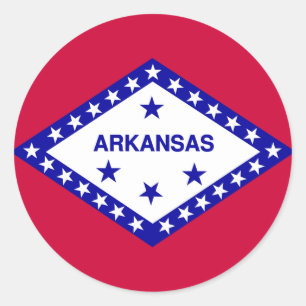 Pegatina Redonda Bandera del estado de Arkansas