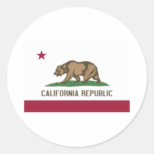 Pegatina Redonda Bandera del estado de California