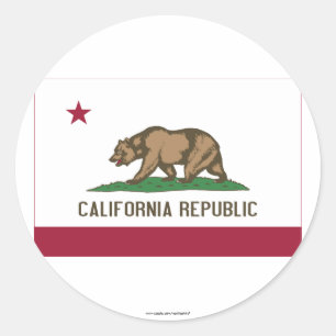Pegatina Redonda Bandera del estado de California