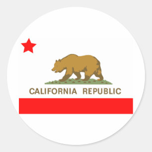 Pegatina Redonda Bandera del estado de California