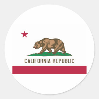 Pegatina Redonda Bandera del estado de California