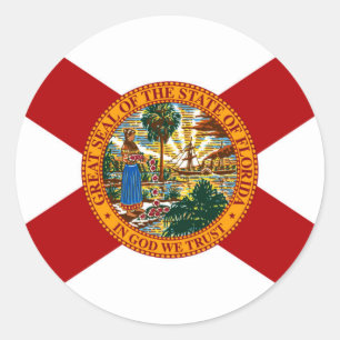Pegatina Redonda Bandera del estado de Florida