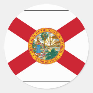 Pegatina Redonda Bandera del estado de Florida