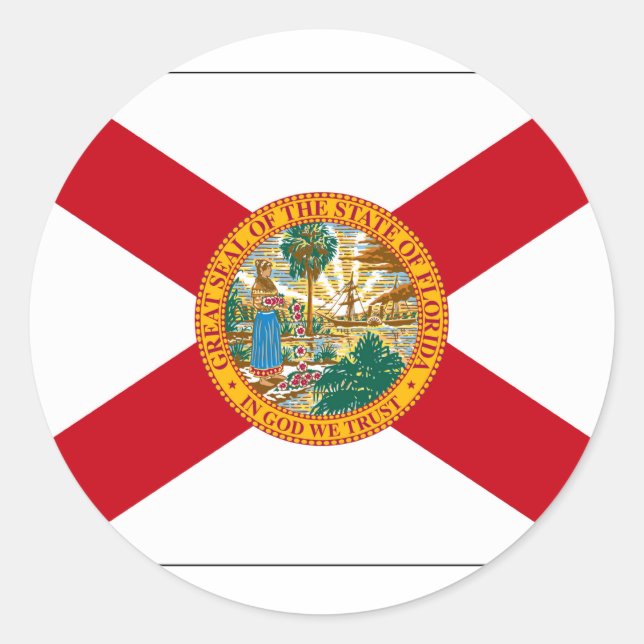 Pegatina Redonda Bandera del estado de Florida (Anverso)