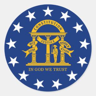 Pegatina Redonda Bandera del Estado de Georgia