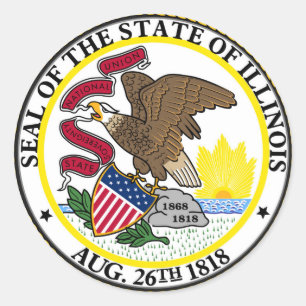 Pegatina Redonda Bandera del estado de Illinois