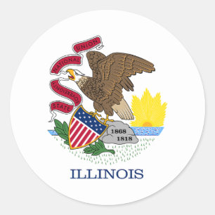 Pegatina Redonda Bandera del estado de Illinois